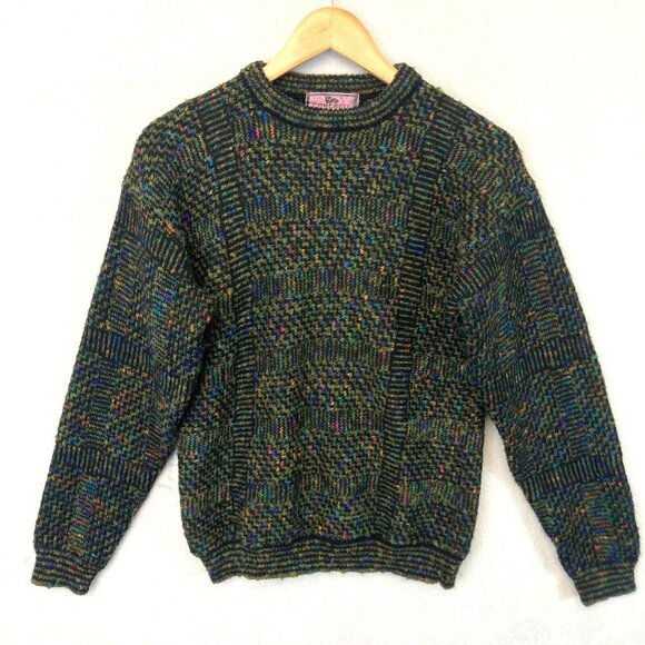 Vintage Concrete Mix Flecked Sweater Womens Medium 12-14 Pullover Rainbow Crew - Picture 1 of 16